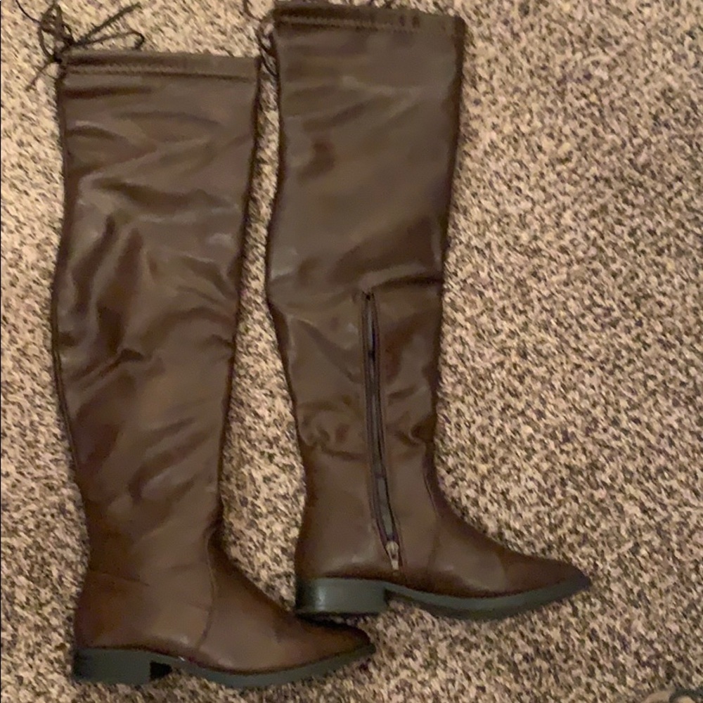 Over the knee brown boots